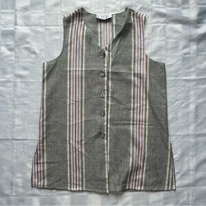 Cimone Sport Vintage Sleeveless Linen Blend Buttoned Top